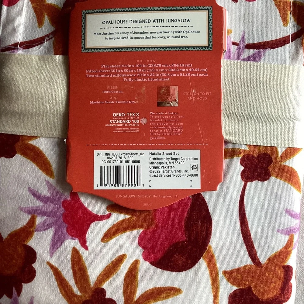 NEW Opalhouse Jungalow NATALIA QUEEN Cotton Percale Sheet Set Multicolor Floral